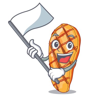 Bayrağı ile tavuk göğsü isoslated maskotu vektör çizim üzerinde ızgara