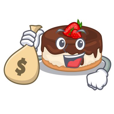 Para çantası karikatür kek lezzetli ile bu meyveleri vektör çizim