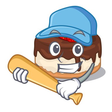 Beyzbol karikatür kek lezzetli bu oynamak bir çilek vektör çizim