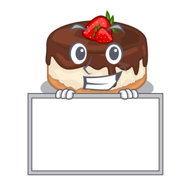 Bu lezzetli kurulu karikatür pastayla sırıtarak çilek vektör çizim