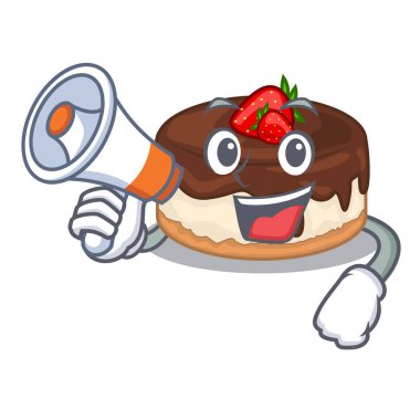 Megafon karikatür kek lezzetli ile bu meyveleri vektör çizim