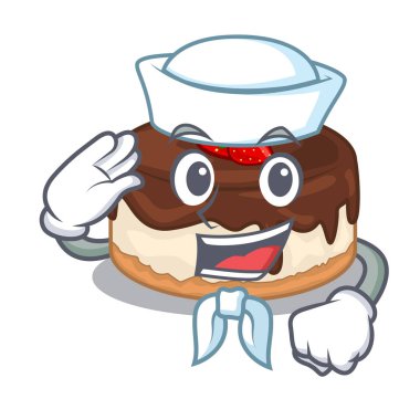 Denizci karikatür kek lezzetli bu meyveleri vektör çizim