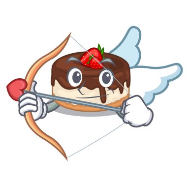 Aşk tanrısı karikatür kek lezzetli bu meyveleri vektör çizim