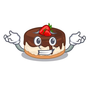 O taze vektör çizim karakter sırıtan kek çilek