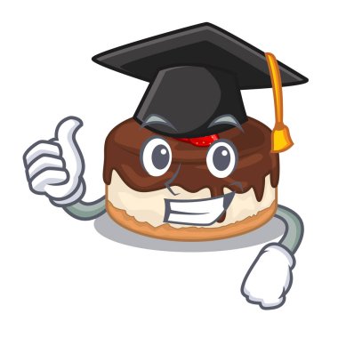 Mezuniyet kek karakter o taze vektör çizim çilek.