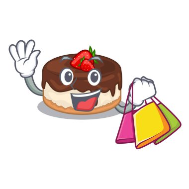 Karakter o taze vektör çizim çilek pasta alışveriş