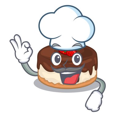 Şef kek karakter o taze vektör çizim çilek.