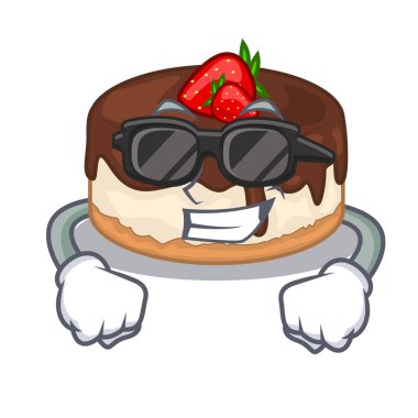 Süper serin pasta karakter o taze vektör çizim çilek.