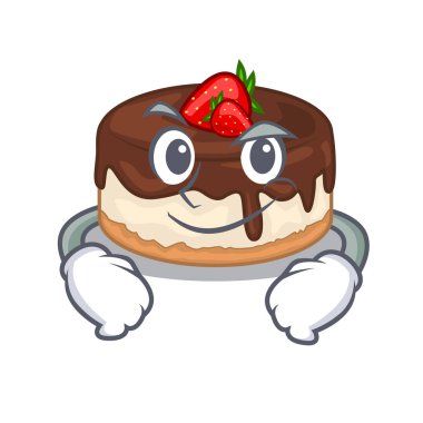 O taze vektör çizim karakter Smirking kek çilek