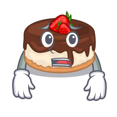 Korkarım çilek pasta üzerinde tablo vektör çizim üzerinde çizgi film