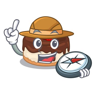 Explorer çilek karikatür kek üzerine yukarıda tablo vektör çizim