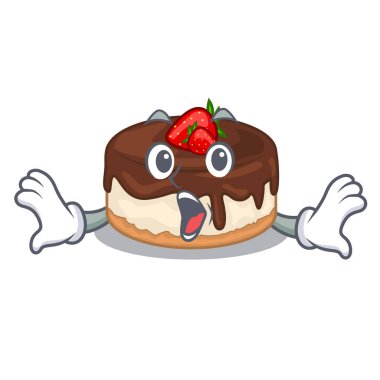 Sürpriz çilek pasta üzerinde tablo vektör çizim üzerinde çizgi film