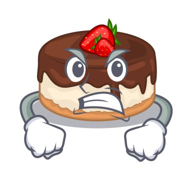 Kızgın çilek pasta üzerinde tablo vektör çizim üzerinde çizgi film