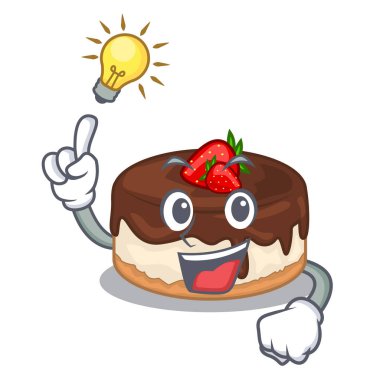 Bir fikrim var kek çilek kremalı maskot vektör çizim üzerinde