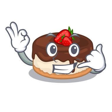 Bana kek çilek kremalı maskot vektör çizim üzerinde de