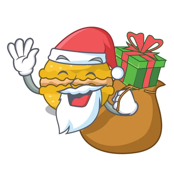 Santa Con Regalo Macarrones Plátano Forma Vector Dibujos Animados Ilustración — Vector de stock