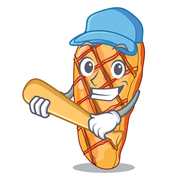 Beyzbol oynayan karikatür plaka vektör esnaf üzerinde tavuk fileto ızgara