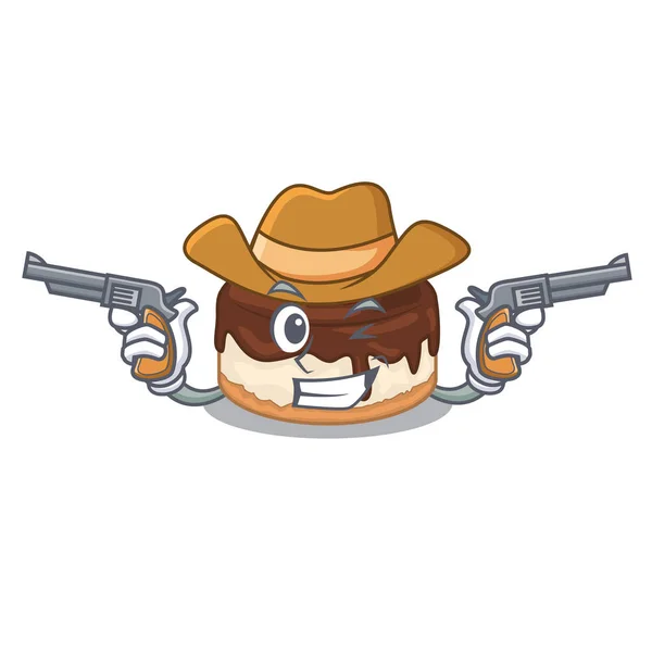 Cowboy Cartoon Taart Heerlijk Die Een Vectorillustratie Bessen — Stockvector