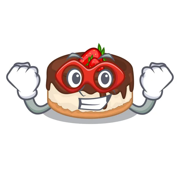 Super Hero Cake Berries Character Fresh Vector Illustration - Stok Vektor