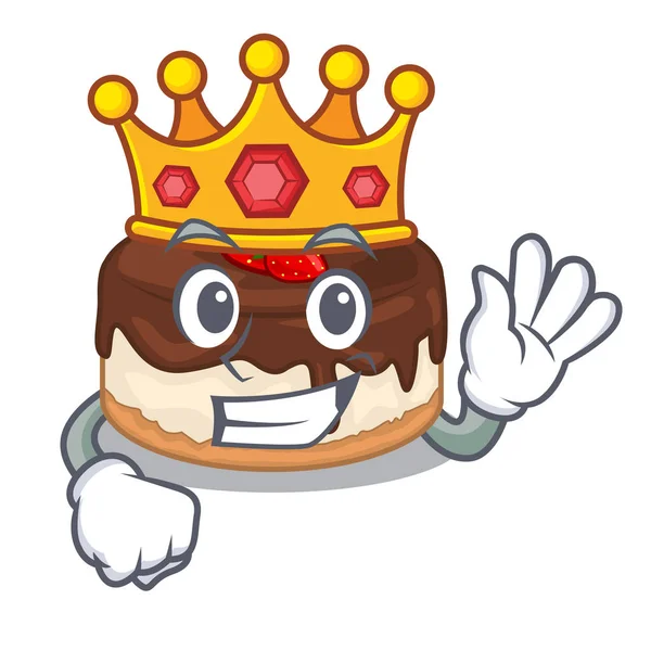 Kral kek çilek kremalı maskot vektör çizim üzerinde