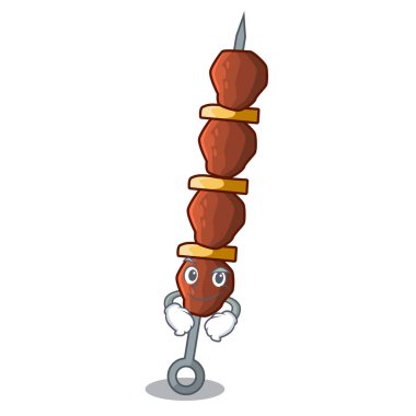 Smirking tavuk biber domates karikatür vektör çizim ile şiş
