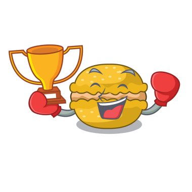 Kazanan macarons muz şeklinde bir çizgi film vektör çizim boks