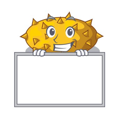 Çizgi film tablo vektör çizim üzerinde kurulu kiwano meyve ile sırıtarak