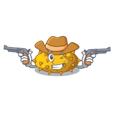 Kovboy kiwano meyve karikatür tablo vektör çizim üzerinde