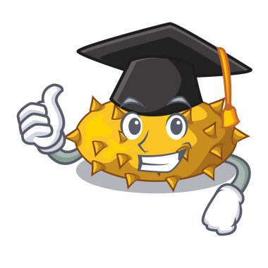 Mezuniyet meyve Kiwano üzerinde izole maskot illüstrasyon vektör