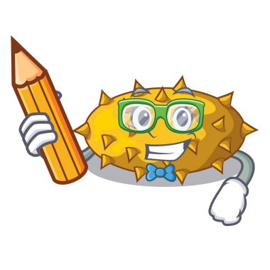 Öğrenci meyve Kiwano üzerinde izole maskot illüstrasyon vektör