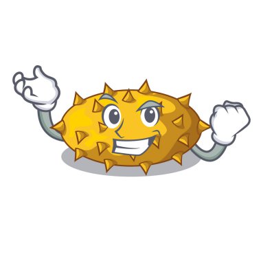 Başarılı meyve Kiwano üzerinde izole maskot illüstrasyon vektör