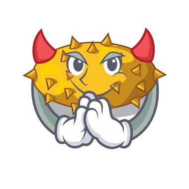 Şeytan kiwano meyve şeklinde bir çizgi film illüstrasyon vektör