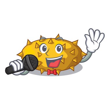 Şarkı kiwano meyve şeklinde bir çizgi film vektör çizim