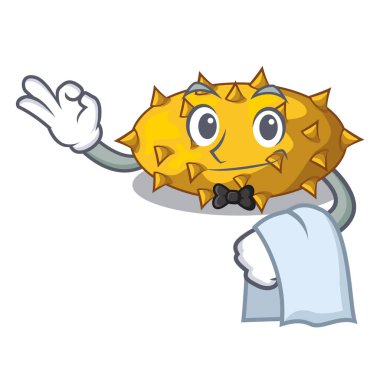 Garson kiwano meyve şeklinde bir çizgi film illüstrasyon vektör