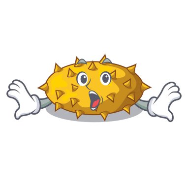 Sürpriz kiwano meyve şeklinde bir çizgi film vektör çizim