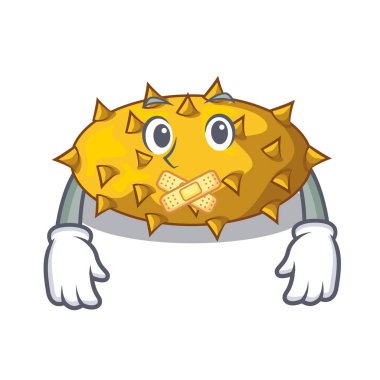 Bir karakter vektör illüstrasyon izole sessiz Kiwano meyve