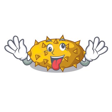 Bir karakter vektör illüstrasyon izole deli Kiwano meyve