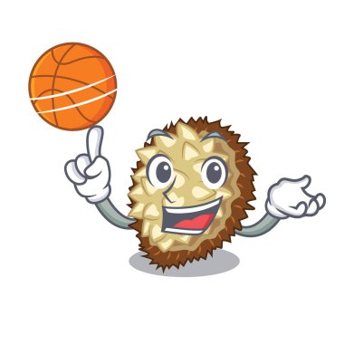 Bir çizgi film vektör illüstrasyon izole basketbol marang meyve ile