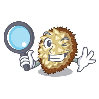 Dedektif marang meyve şeklinde bir çizgi film illüstrasyon vektör