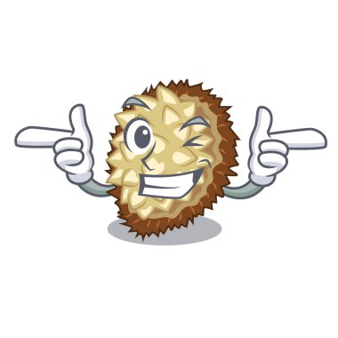 Marang meyve şeklinde bir çizgi film vektör çizim wink