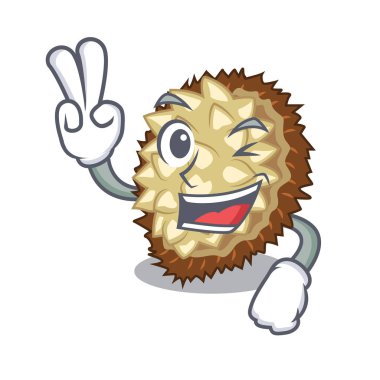 İki parmak marang meyve şeklinde bir çizgi film illüstrasyon vektör