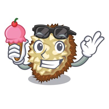 Dondurma marang meyve ile bir çizgi film vektör çizim şekil