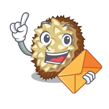 Zarf marang meyve ile bir çizgi film vektör çizim şekil