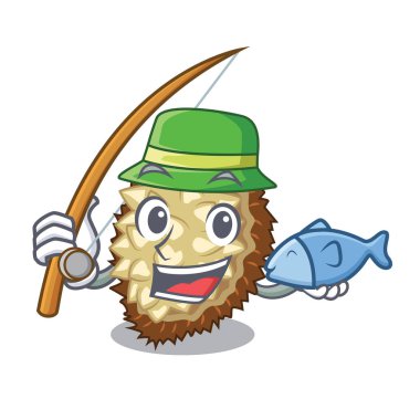 Sulu marang meyve glas karakter vektör çizim içinde balık tutma