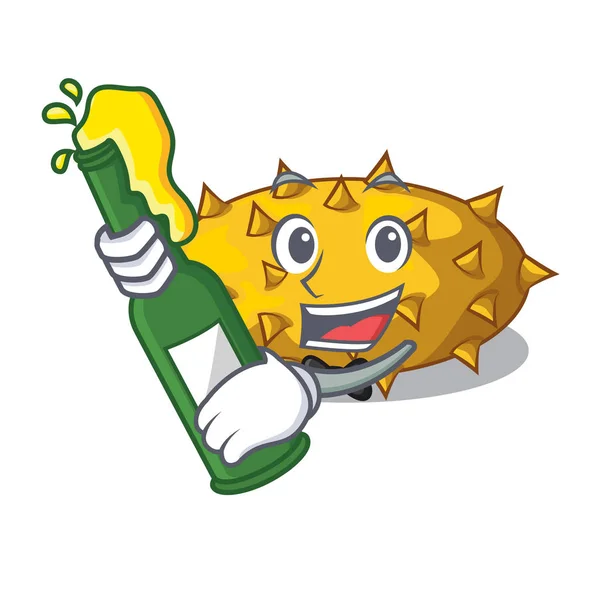 Kiwano 일러스트 맥주와 — 스톡 벡터