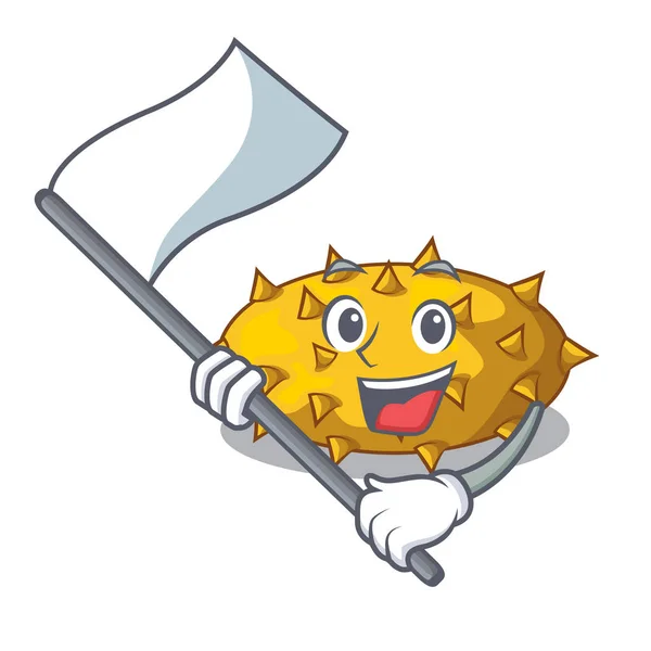 Com Bandeira Kiwano Fruta Isolada Personagem Ilustração Vetorial — Vetor de Stock