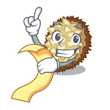 Glas karakter vektör çizim ile menü sulu marang meyve