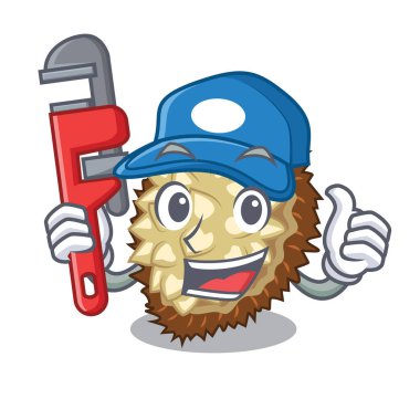 Tesisatçı meyve marang maskotu vektör çizim içinde yer alır