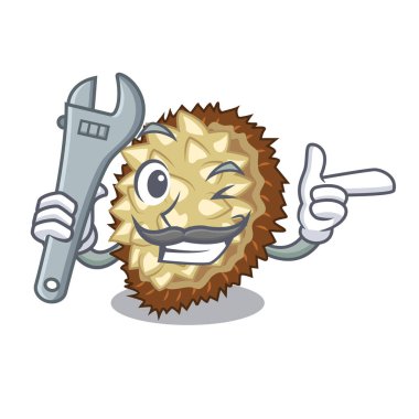 Mekanik meyve marang maskotu vektör çizim içinde yer alır