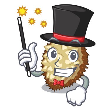 Sihirbaz meyve marang maskotu vektör çizim içinde yer alır